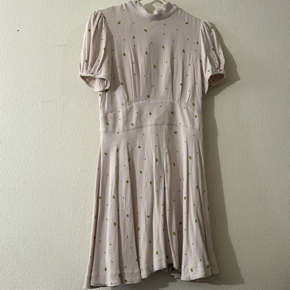 Size 8 Free People ivory with green polka dot dress - Picture 2 of 4